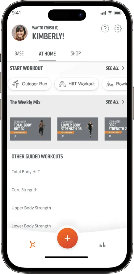 Out-of-studio workouts page in the Orangetheory mobile app.