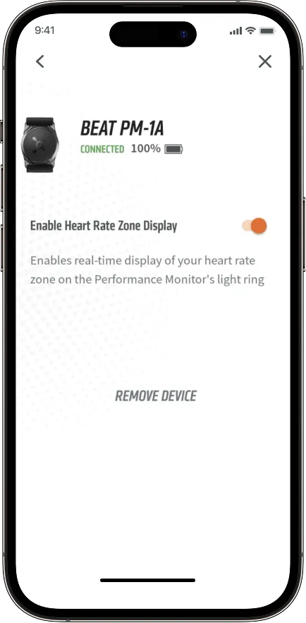 Enable OTconnect Beat zone indication through Orangetheory Fitness mobile app.
