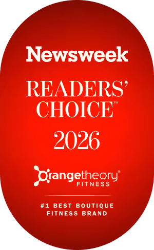 Newsweek Readers' Choice 2026 award badge for Orangetheory Fitness, best boutique fitness brand.