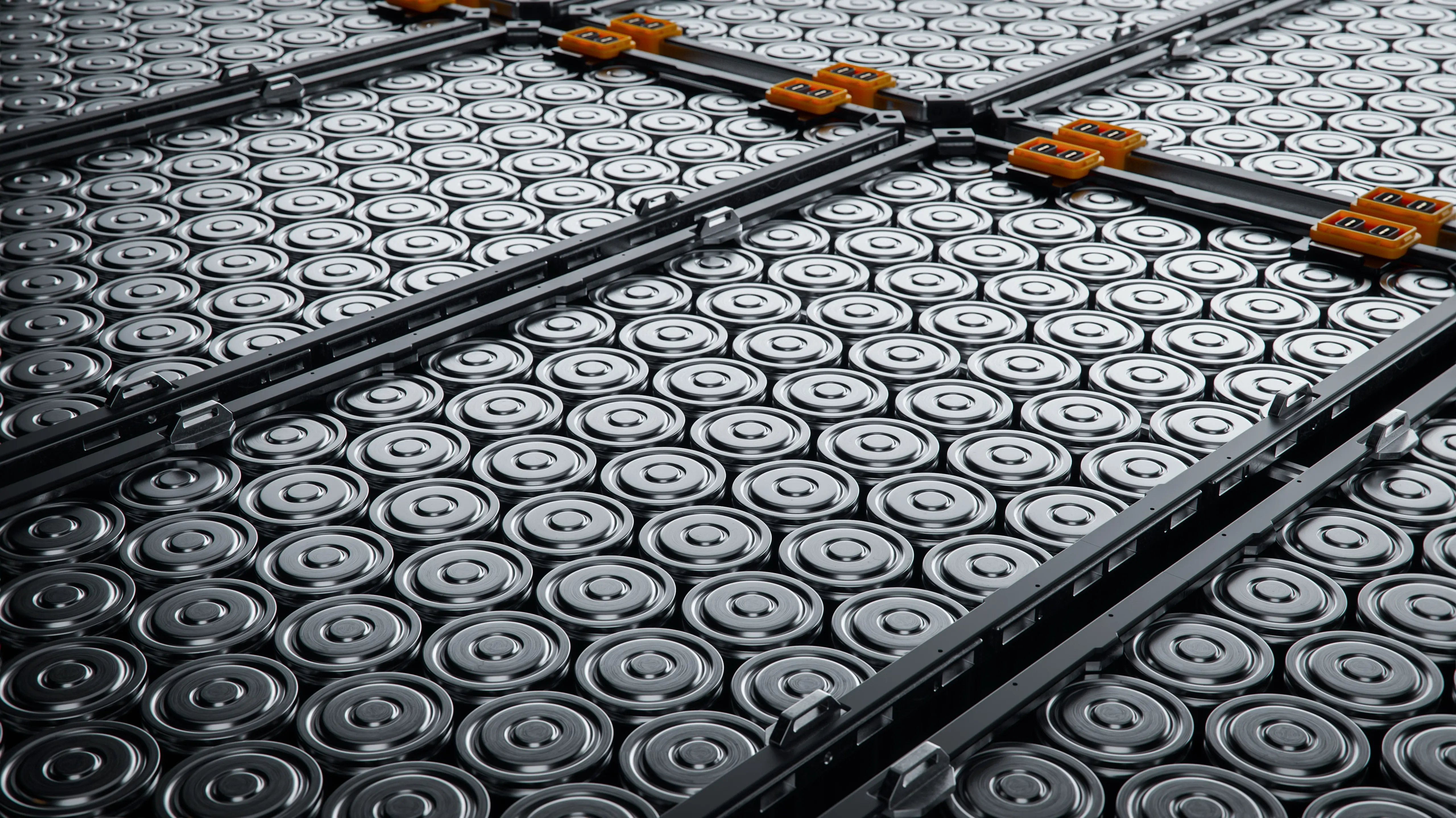 Close image of cells in an EV battery