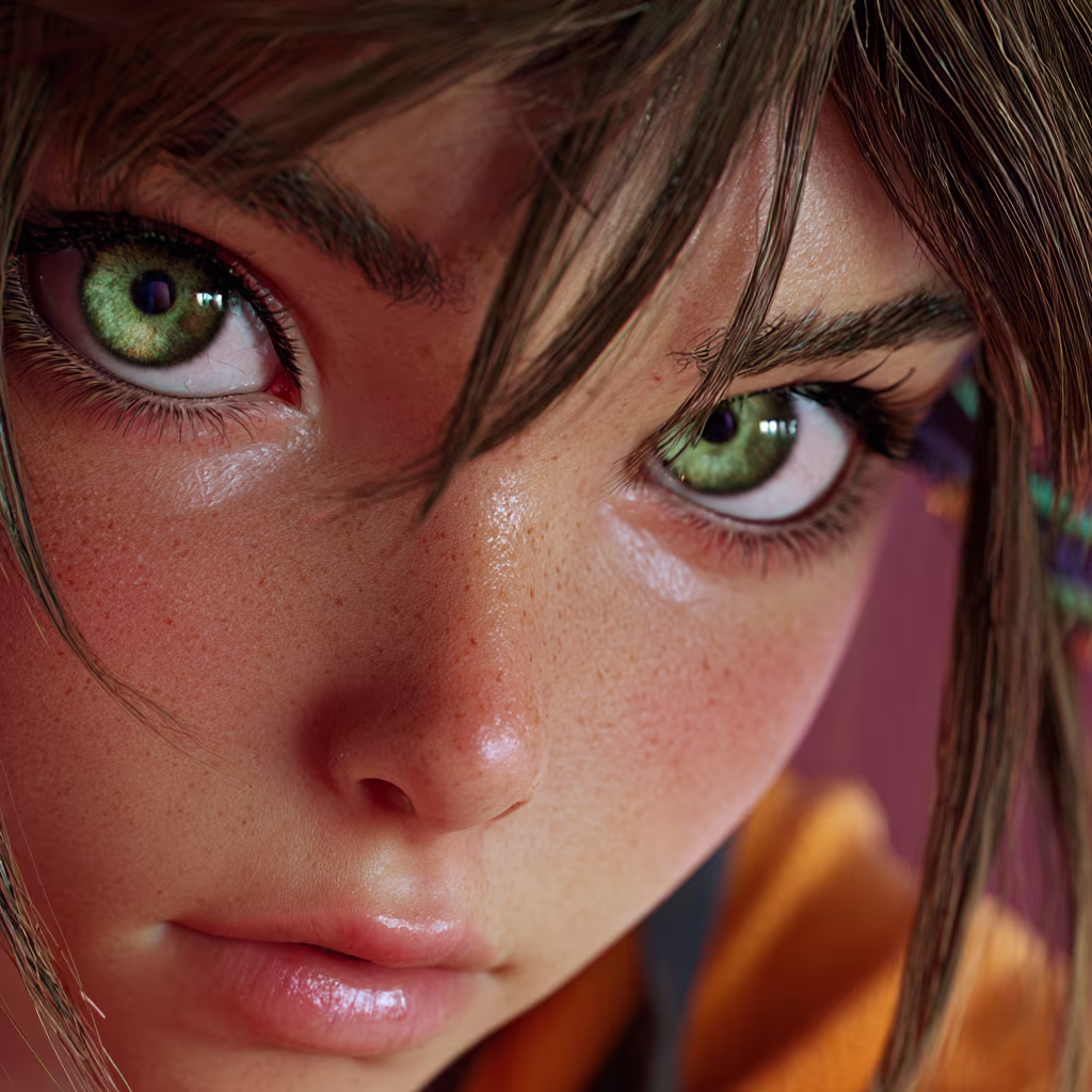 AI-generated animated close-up face by Seedance