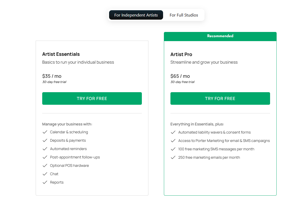 Porter Pricing