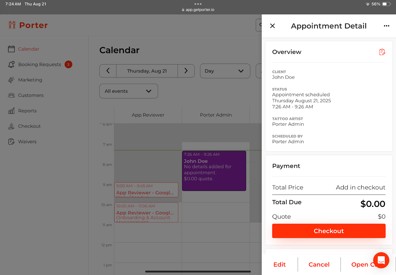 Porter payment management