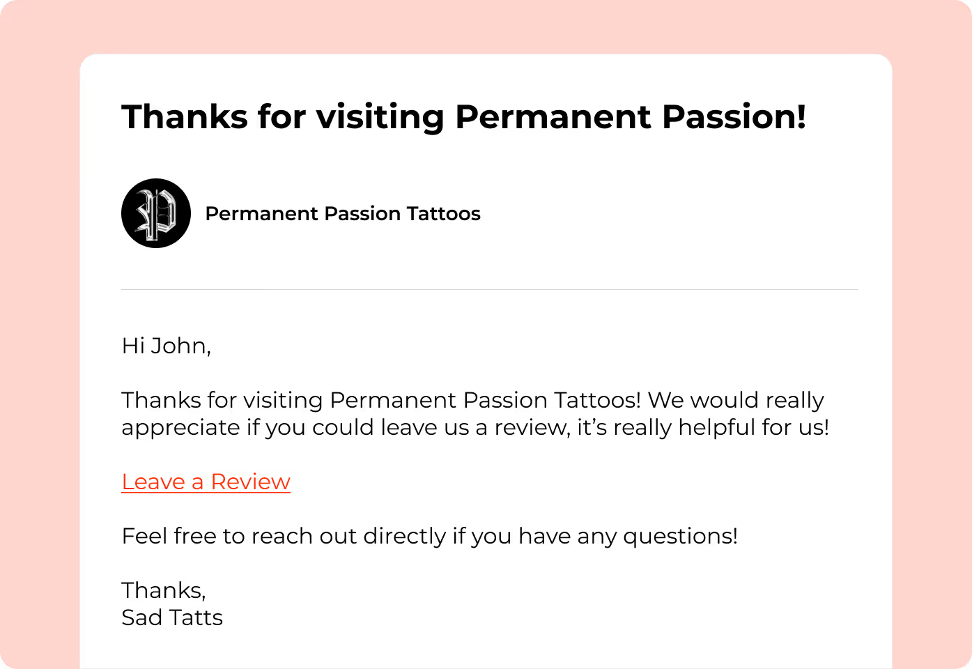Porter collects tattoo reviews