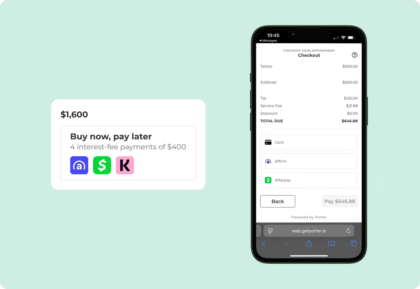 Porter buy now, pay later option for tattoo services