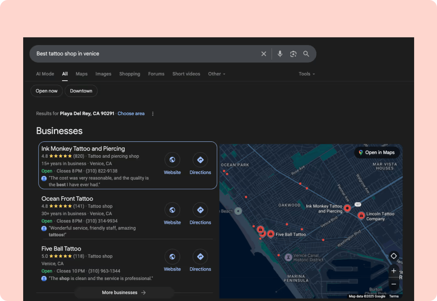 Local SEO search results