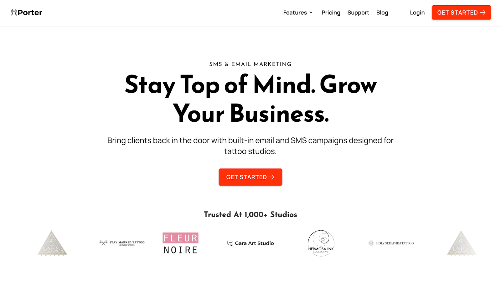 Porter tattoo marketing software