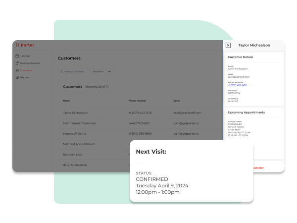 Porter CRM for tattoo stores