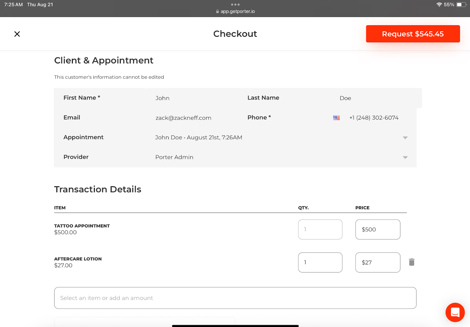 Tattoo Pricing Porter