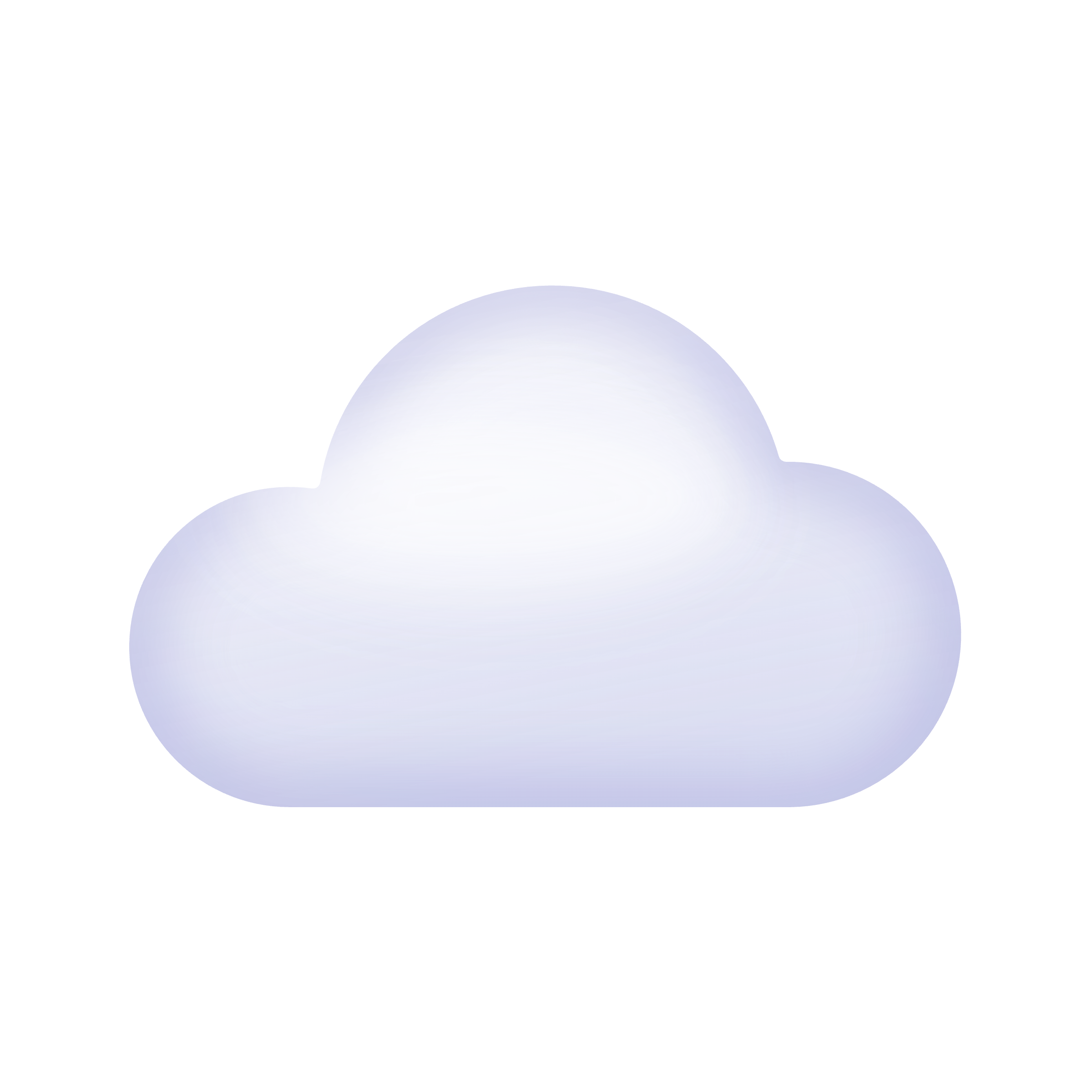Softly shaded, stylized light blue cloud icon with a subtle white outline on a transparent background.