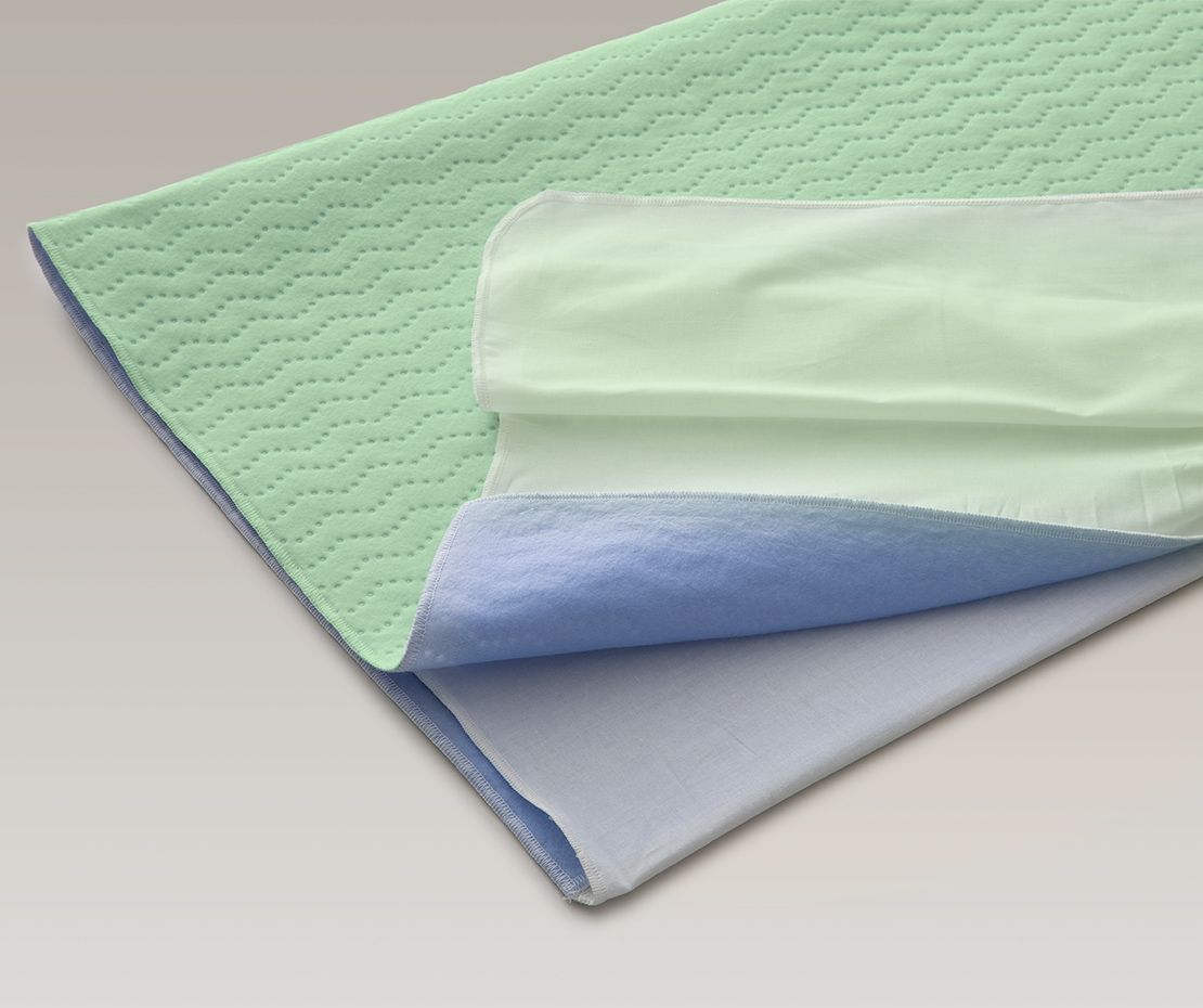 Inkontinenzunterlage mit Flügel budget 71x90 blau/grün