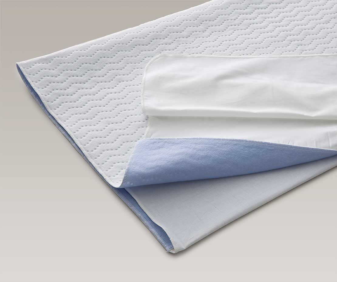 Inkontinenzunterlage mit Flügel 71x90 blau/weiss