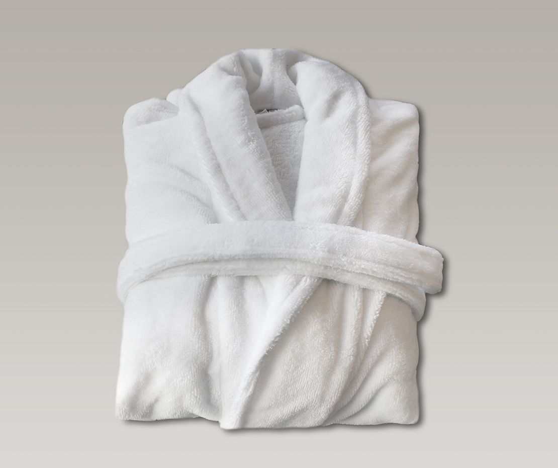 Bademantel Velours L weiss