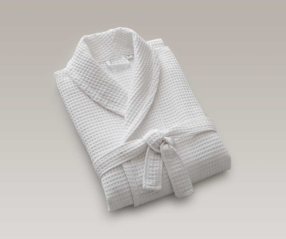 Bademantel Waffelpiqué L weiss