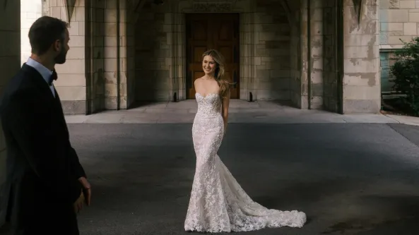 bride and groom on wedding day