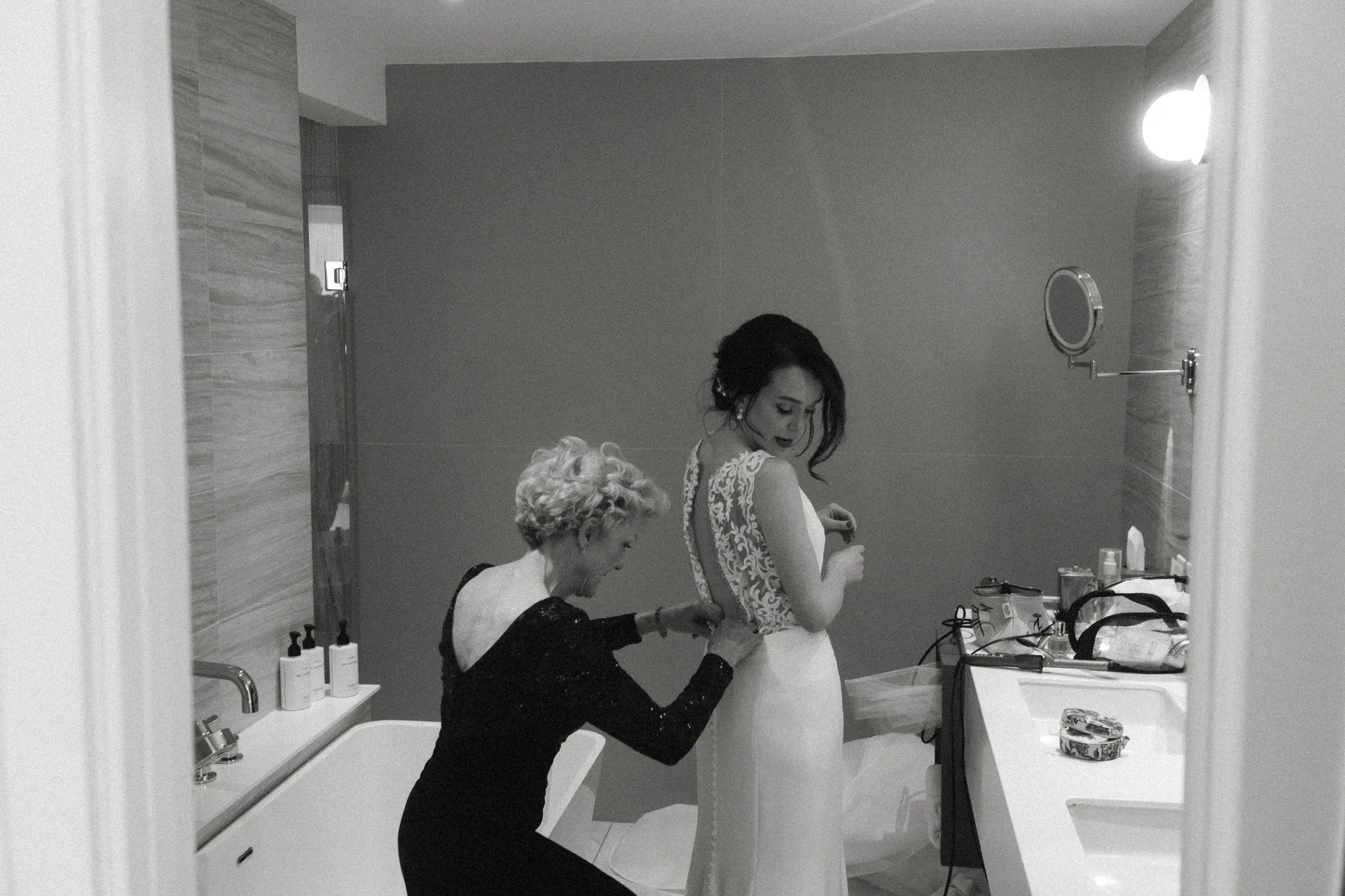 bride and groom on wedding day