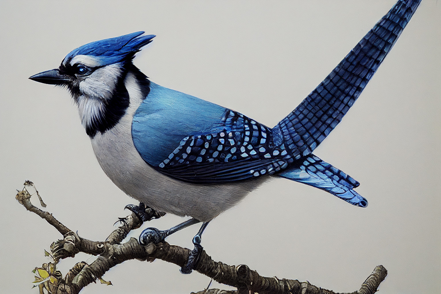 Blue jay by Archibald Thorburn, Midjourney prompt variations --test --creative for image enhancement.