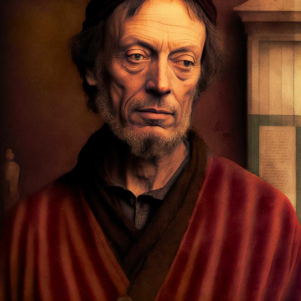 Midjourney prompt for generating Venetian merchant portrait, exploring artist styles, detail attention, composition techniques, AI image generation capabilities.