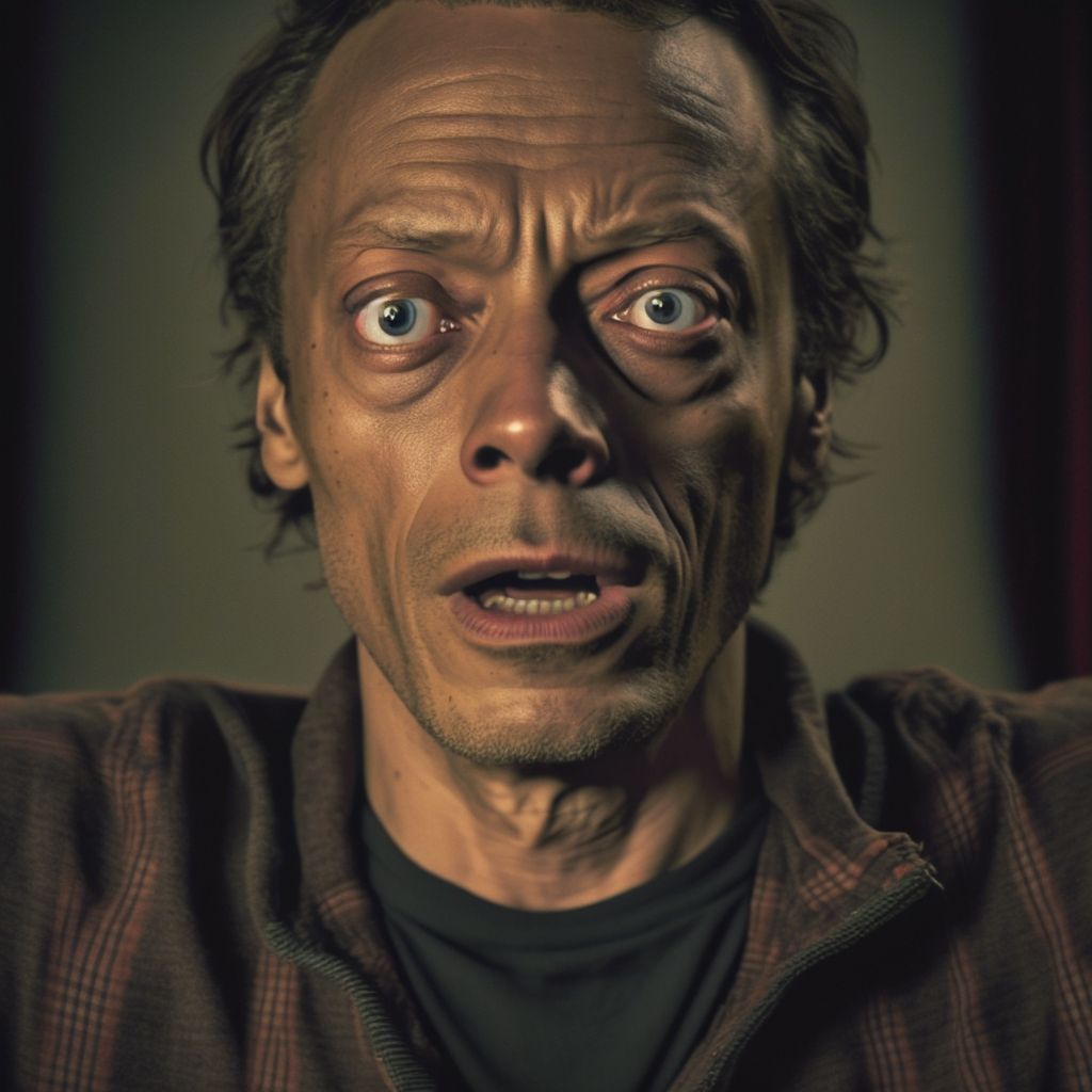 Midjourney prompt showcasing detailed facial expression, emphasizing emotion and realism in AI-generated imagery.