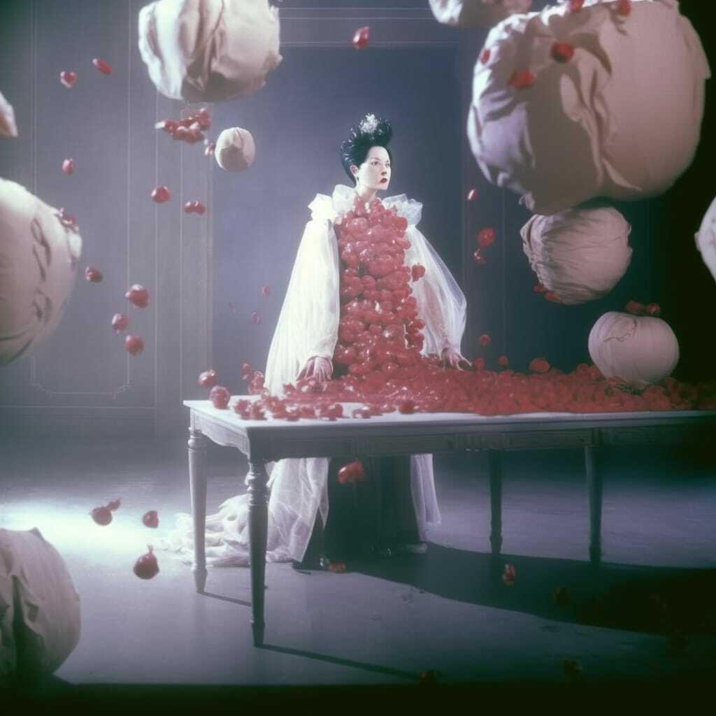 Midjourney prompt showcasing creative use of color, composition, and detail in AI-generated imagery. Art style by Tim Walker --v 4.