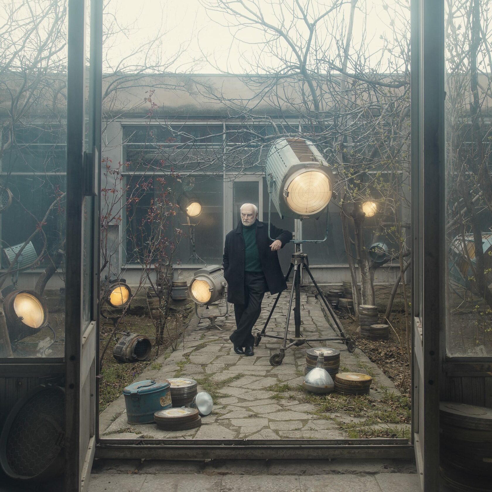 Midjourney prompt engineering techniques illustrated with lighting setup, Georgian director Merab Kokochashvili, personal project, 2017.