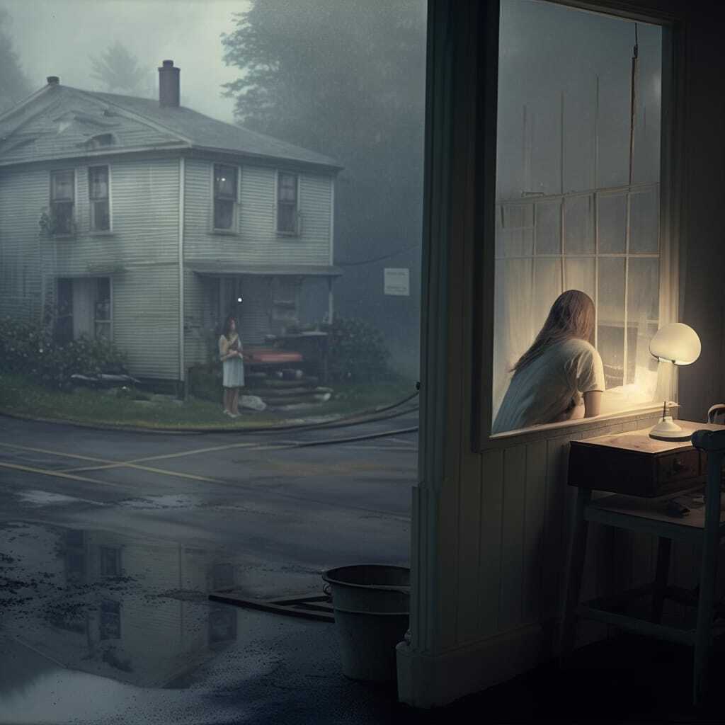 Midjourney prompt showcasing detailed composition, blending techniques, and photographic previsualization in Gregory Crewdson style --v 4.