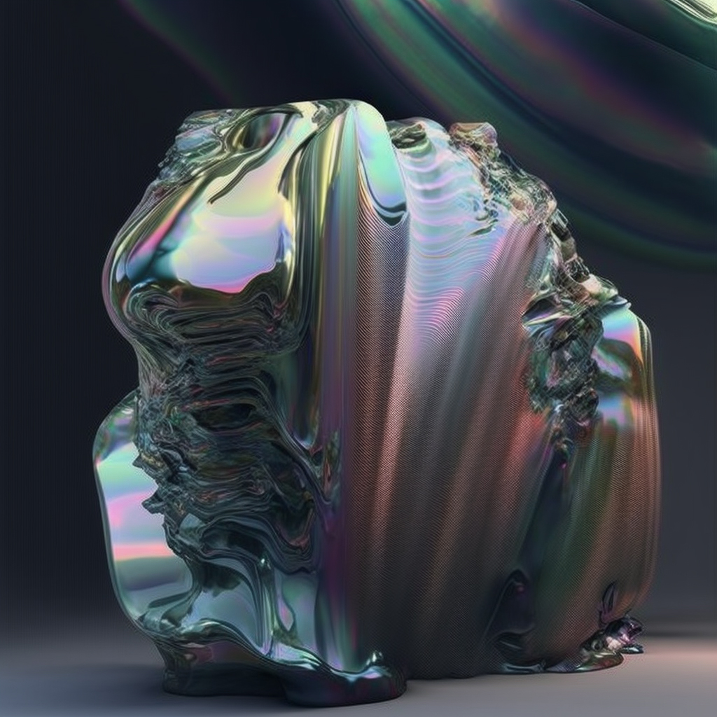 Midjourney prompt for oversized iridescent puffed unibody design, showcasing Remix mode capabilities in V4.