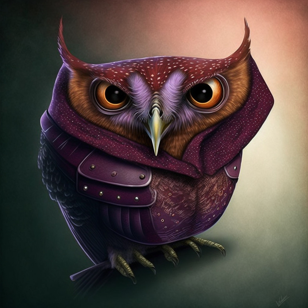 Owl in unibody costume, showcasing Midjourney prompt engineering techniques, version 4, style transformation, and fashion design elements.
