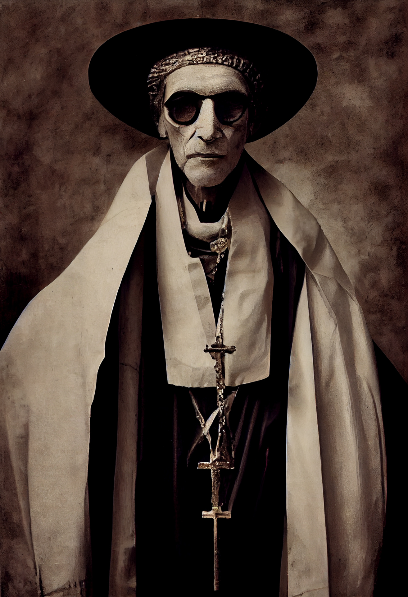 Midjourney prompt for remix mode featuring XIX century archbishop by Paolo Roversi, showcasing iterative image generation and style adjustments.