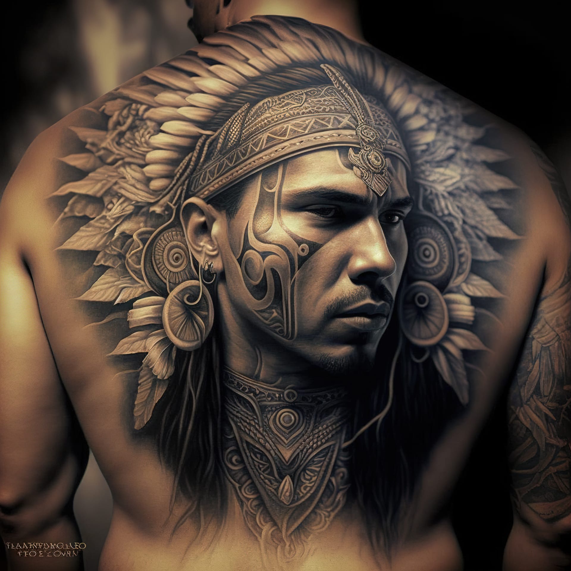 Chicano tattoo design featuring intricate tribal elements, showcasing Midjourney prompt engineering and artistic influences.