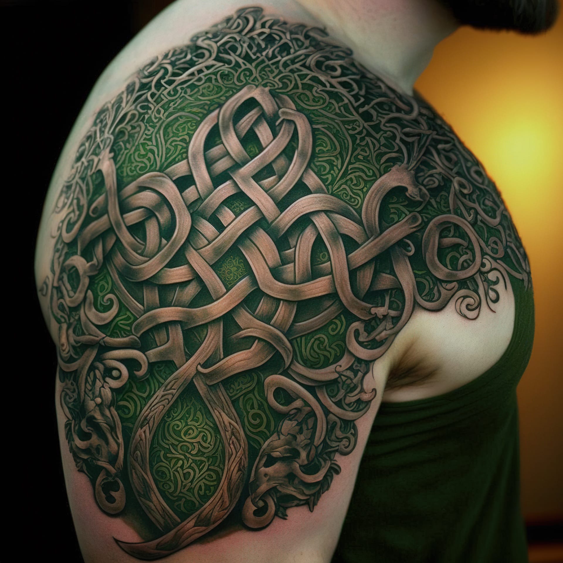 Celtic tattoo design featuring intricate knotwork, inspired by Midjourney prompt engineering techniques and artistic influences.