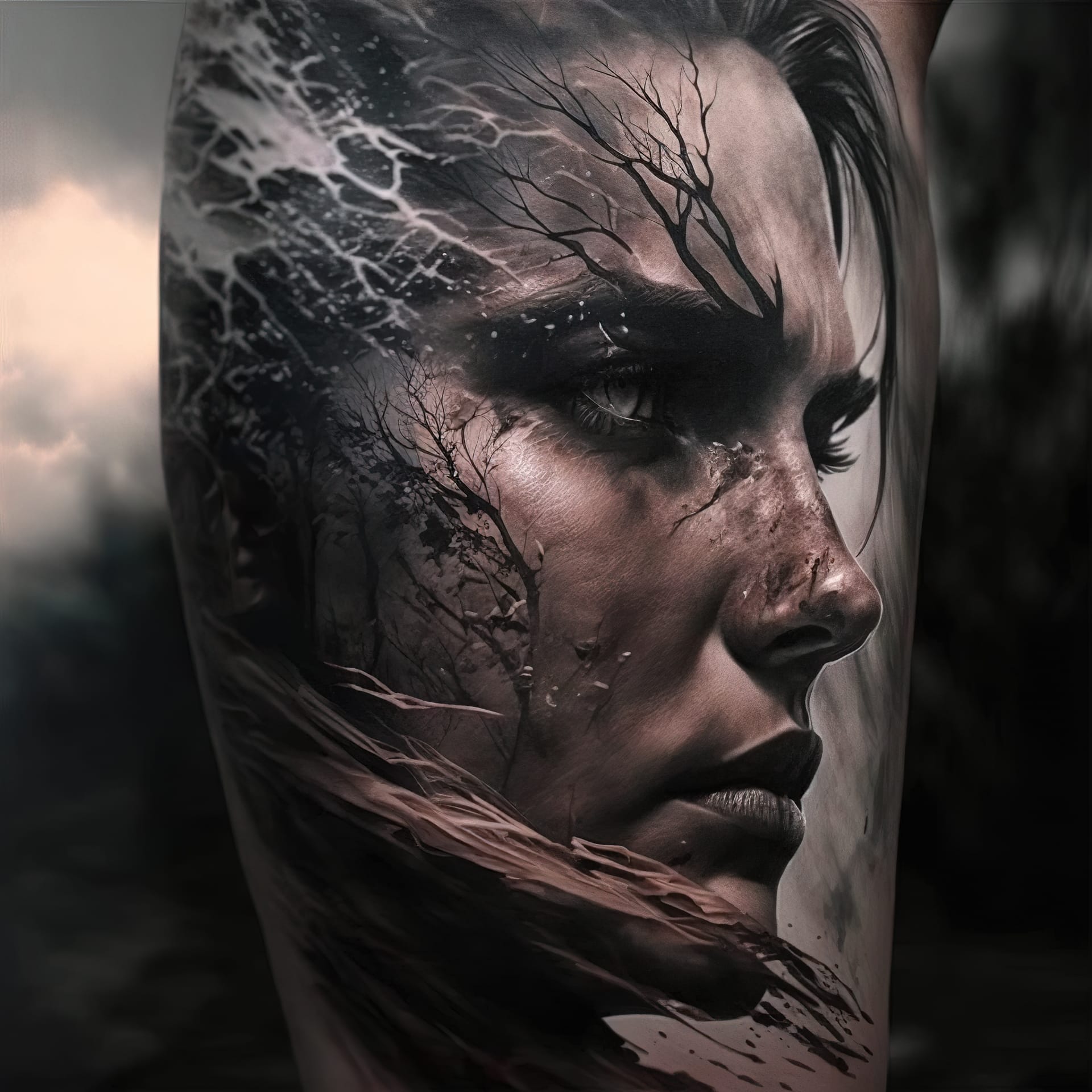 Realism tattoo design featuring Midjourney prompt engineering, artistic influences, and techniques inspired by Sailor Jerry.