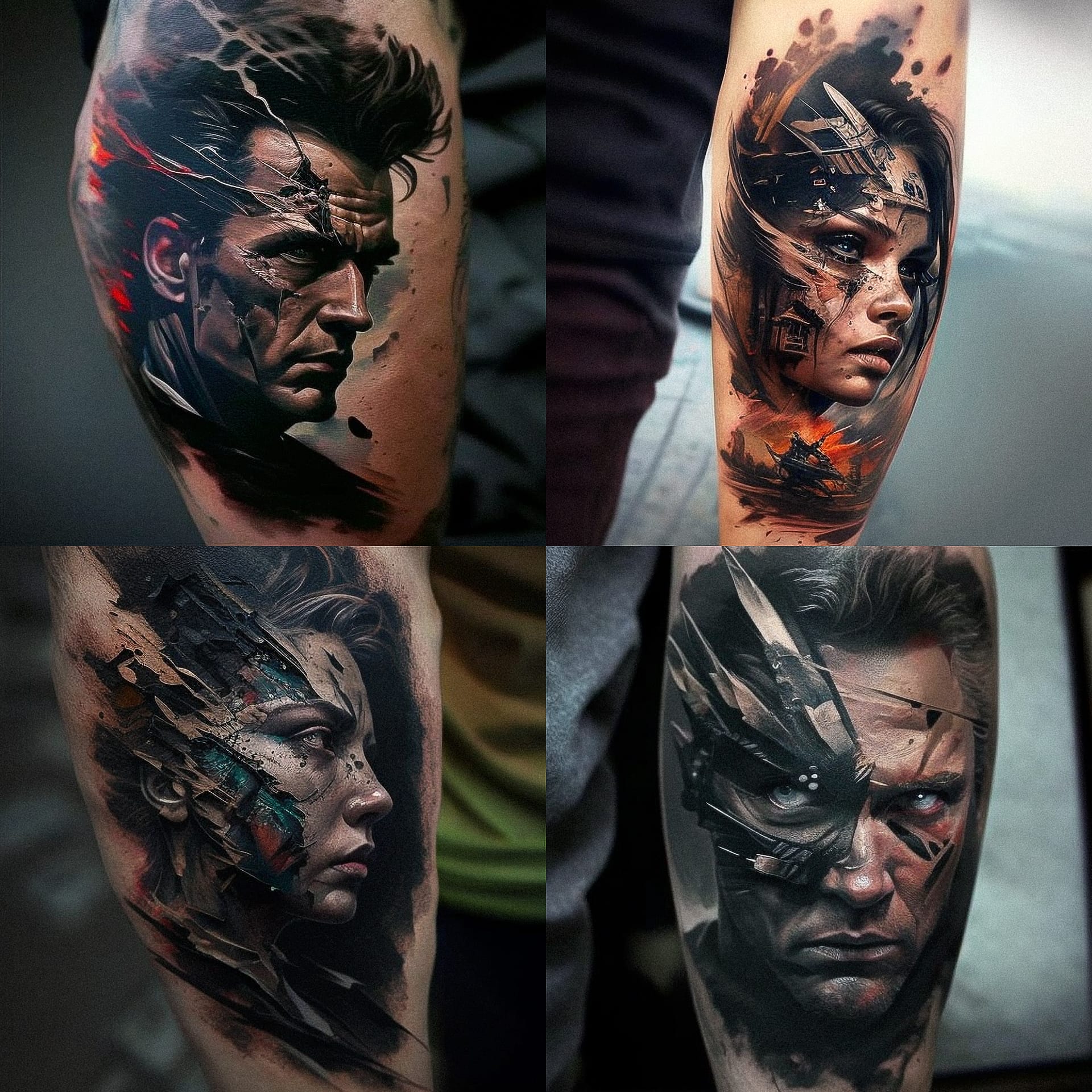Tattoo designs featuring Midjourney prompt techniques, artistic influences, Sailor Jerry style, version 4 capabilities, and image prompts.
