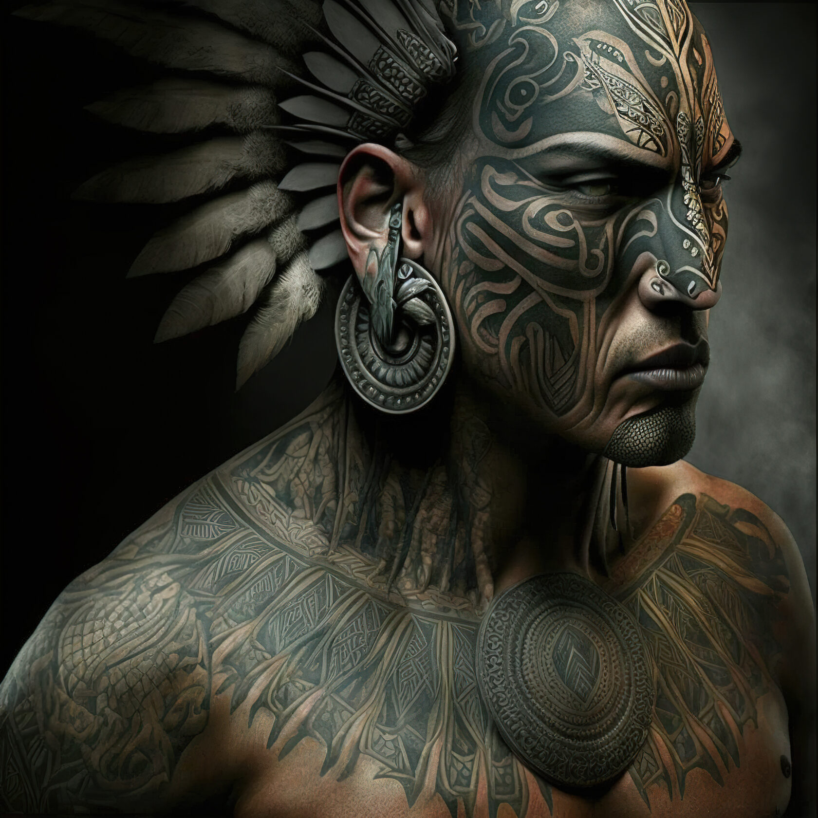 Tribal style tattoo design generated with Midjourney prompt, showcasing intricate patterns and cultural influences --v 4.