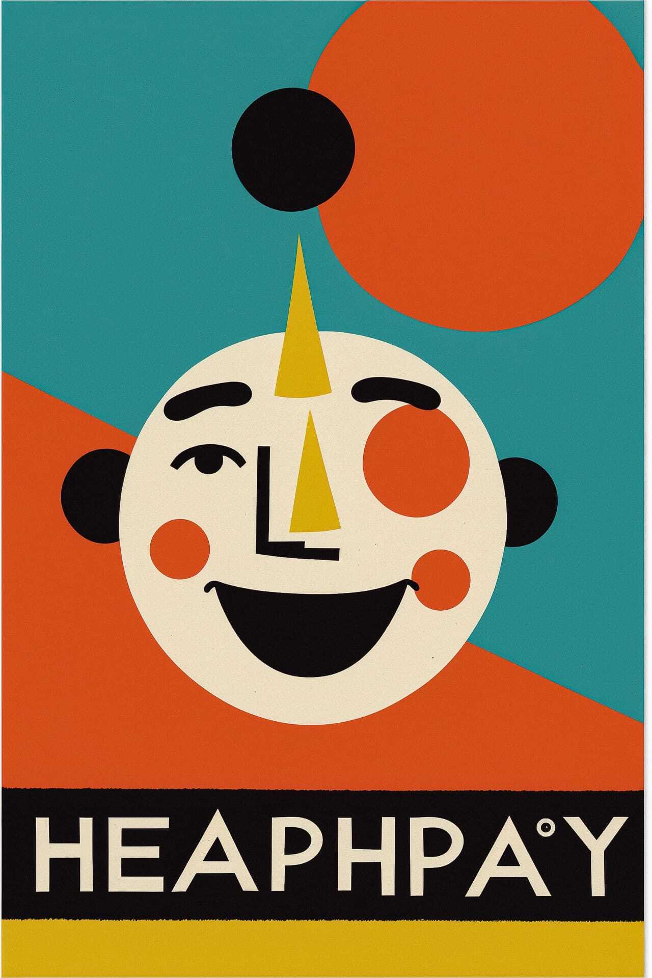 Midjourney prompt for holiday postcard design featuring abstract character and vibrant colors by Alan Fletcher.