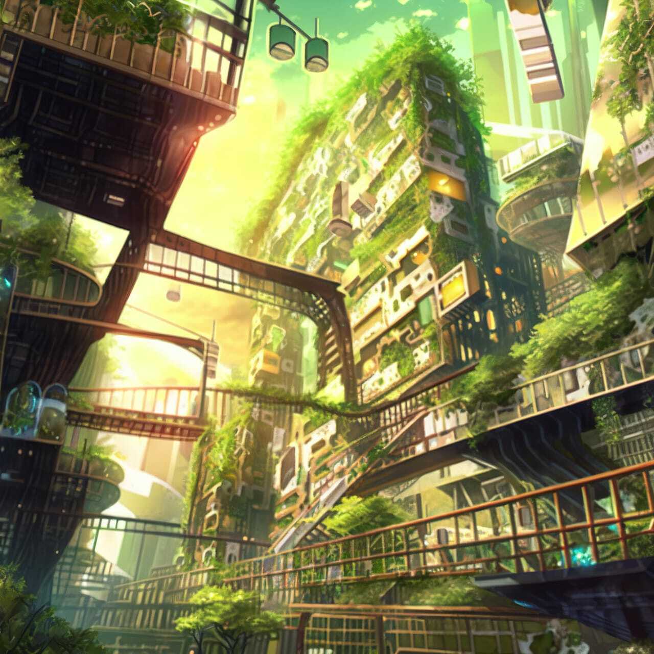 Bioarchitecture concept featuring futuristic structures integrated with greenery, showcasing Midjourney prompt engineering for innovative design.