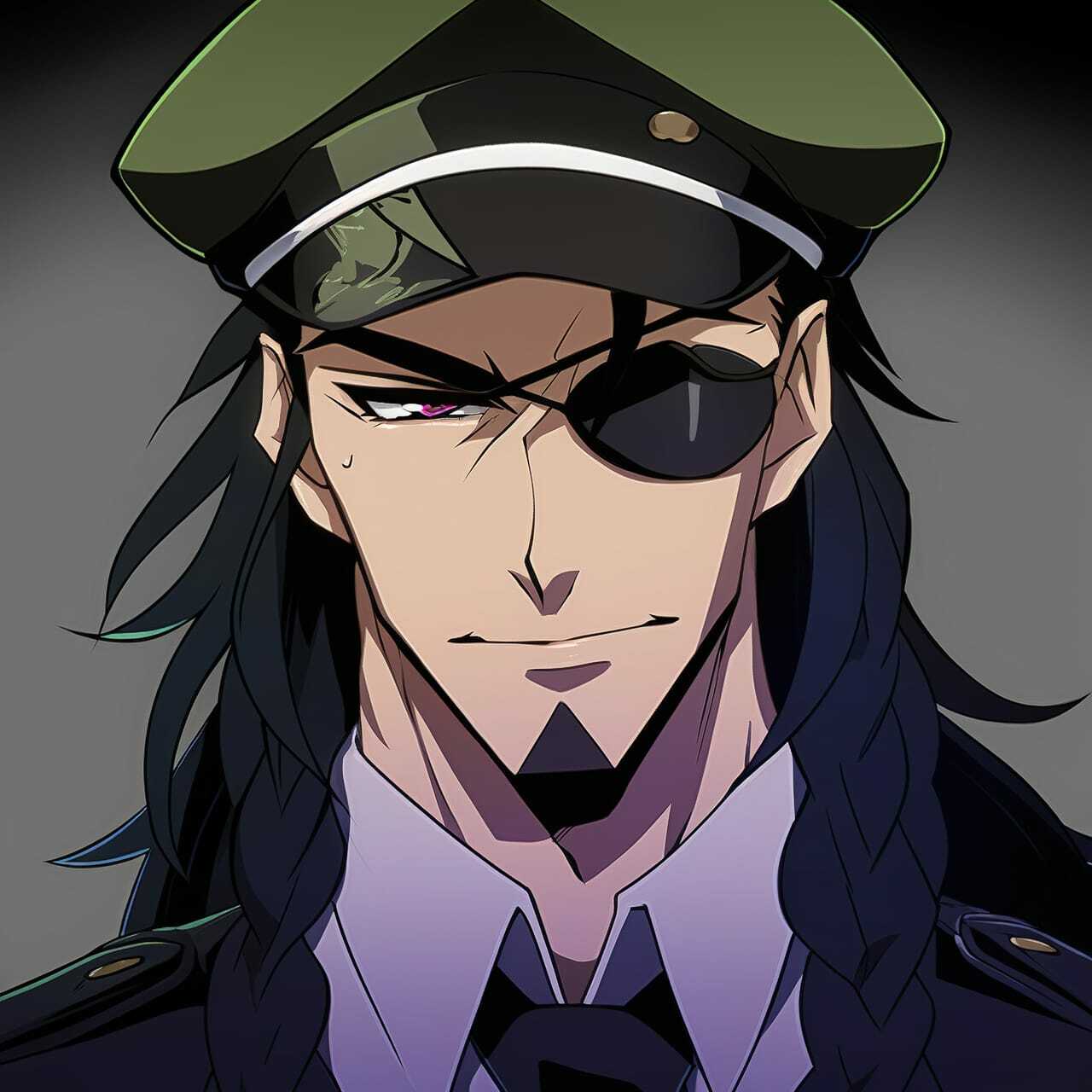 Chernobog character design in anime style, showcasing Midjourney prompt engineering for dynamic compositions.