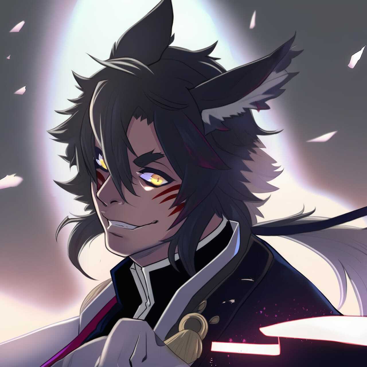 Chernobog character design showcasing Midjourney prompt for anime styles, emphasizing dynamic composition and character focus.