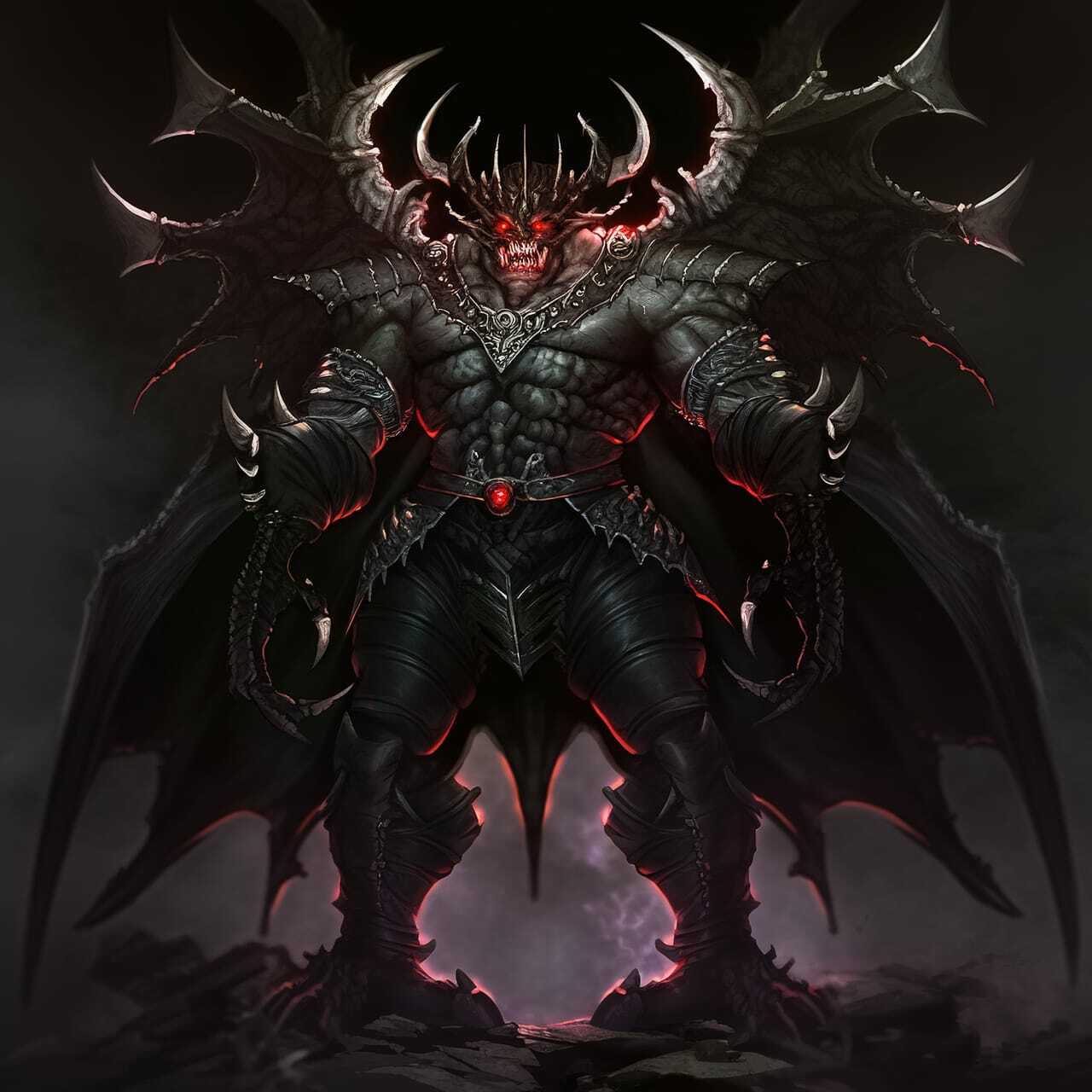 Chernobog character design showcasing Midjourney prompt engineering for dark fantasy themes and dynamic compositions.