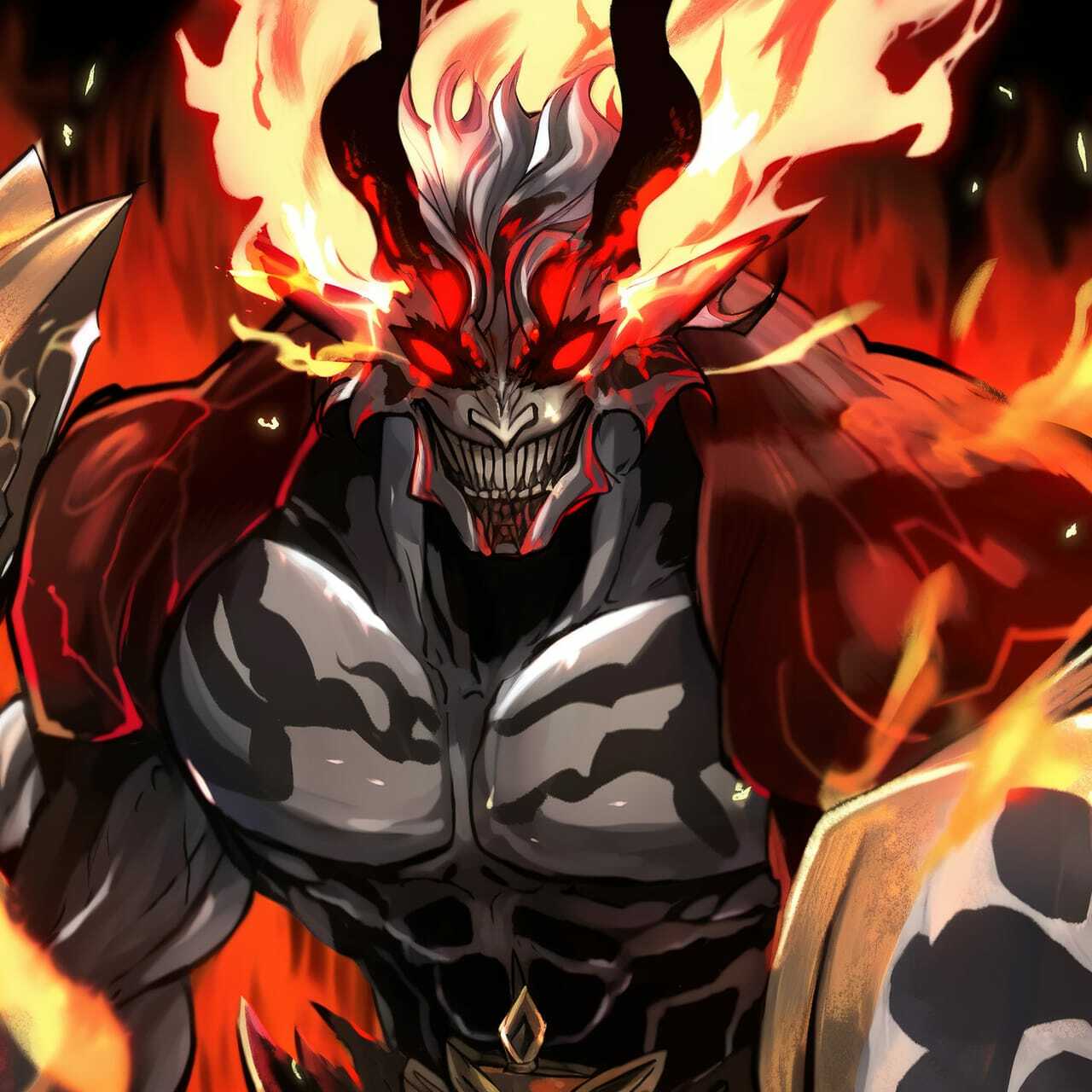 Chernobog character design showcasing Midjourney prompt for anime-inspired text-to-image generation, emphasizing dynamic composition and character focus.