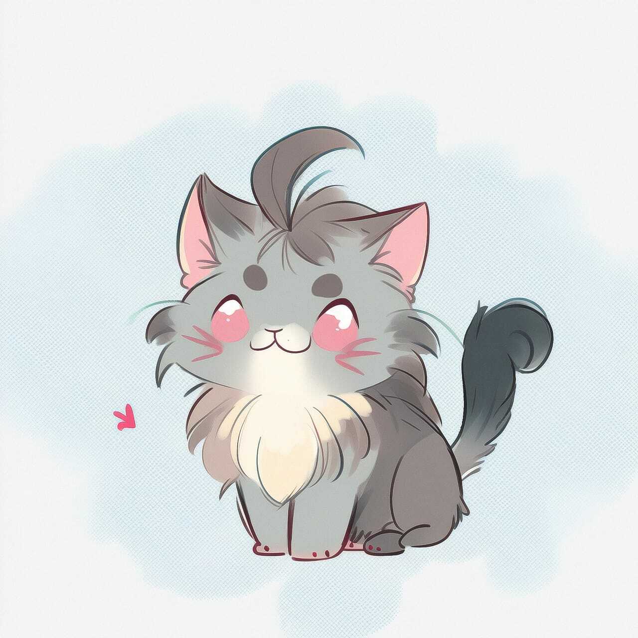 Cute Mainecoon cat illustration showcasing Midjourney prompt techniques for anime styles.