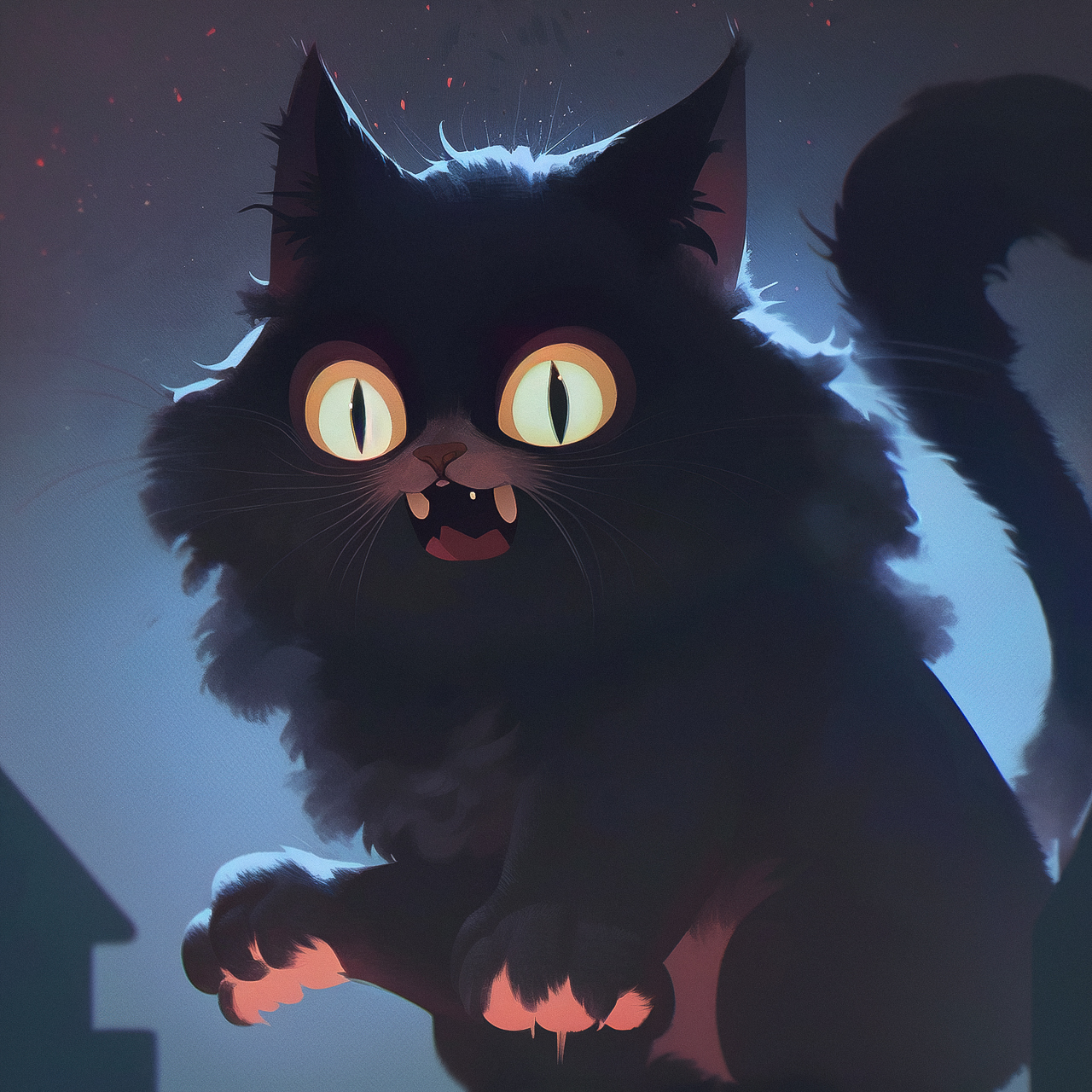 Cute Mainecoon cat illustration showcasing Midjourney prompt techniques for anime styles and character-focused compositions.