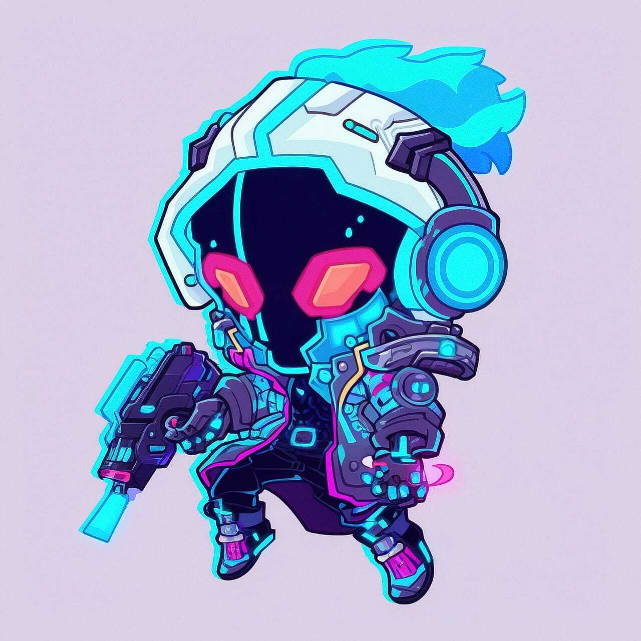 Cyberpunk character generated using Midjourney prompt, showcasing vibrant colors and futuristic design elements.