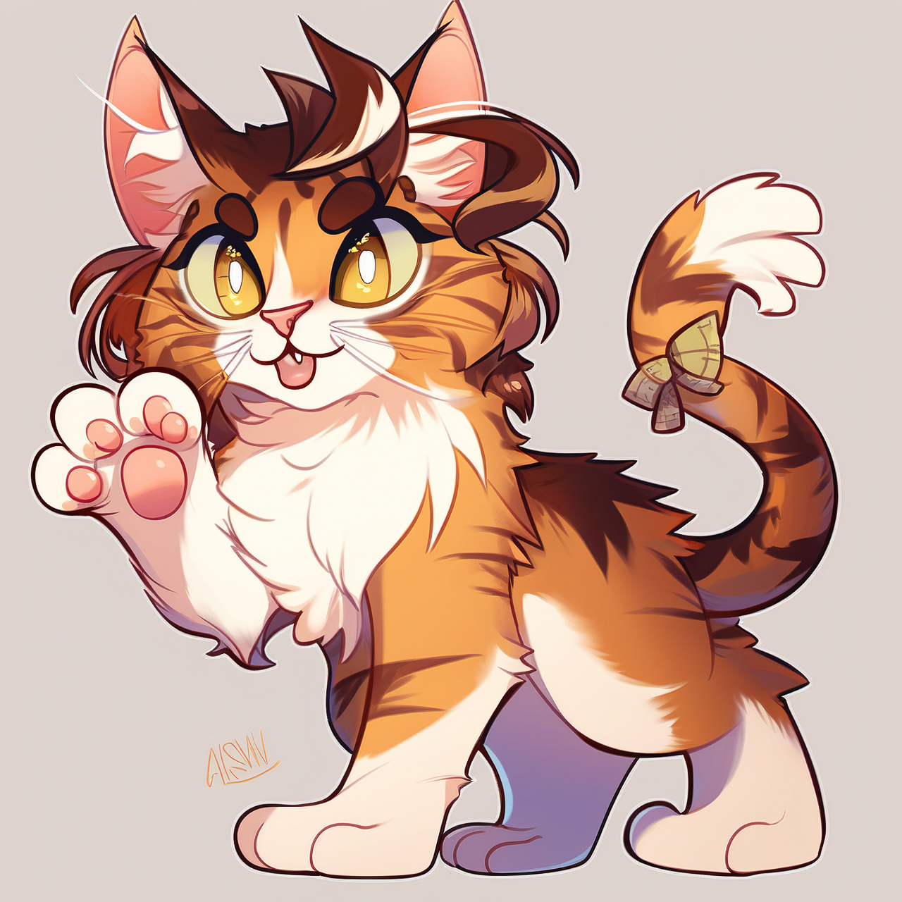 Cute Mainecoon cat illustration showcasing anime style, relevant for Midjourney prompt engineering and --niji modifier techniques.
