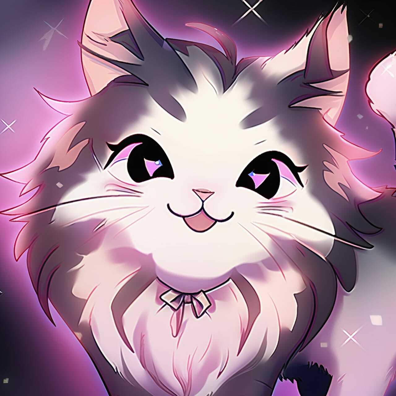 Cute Mainecoon cat generated with Midjourney --niji prompt, showcasing anime art style and character-focused design.