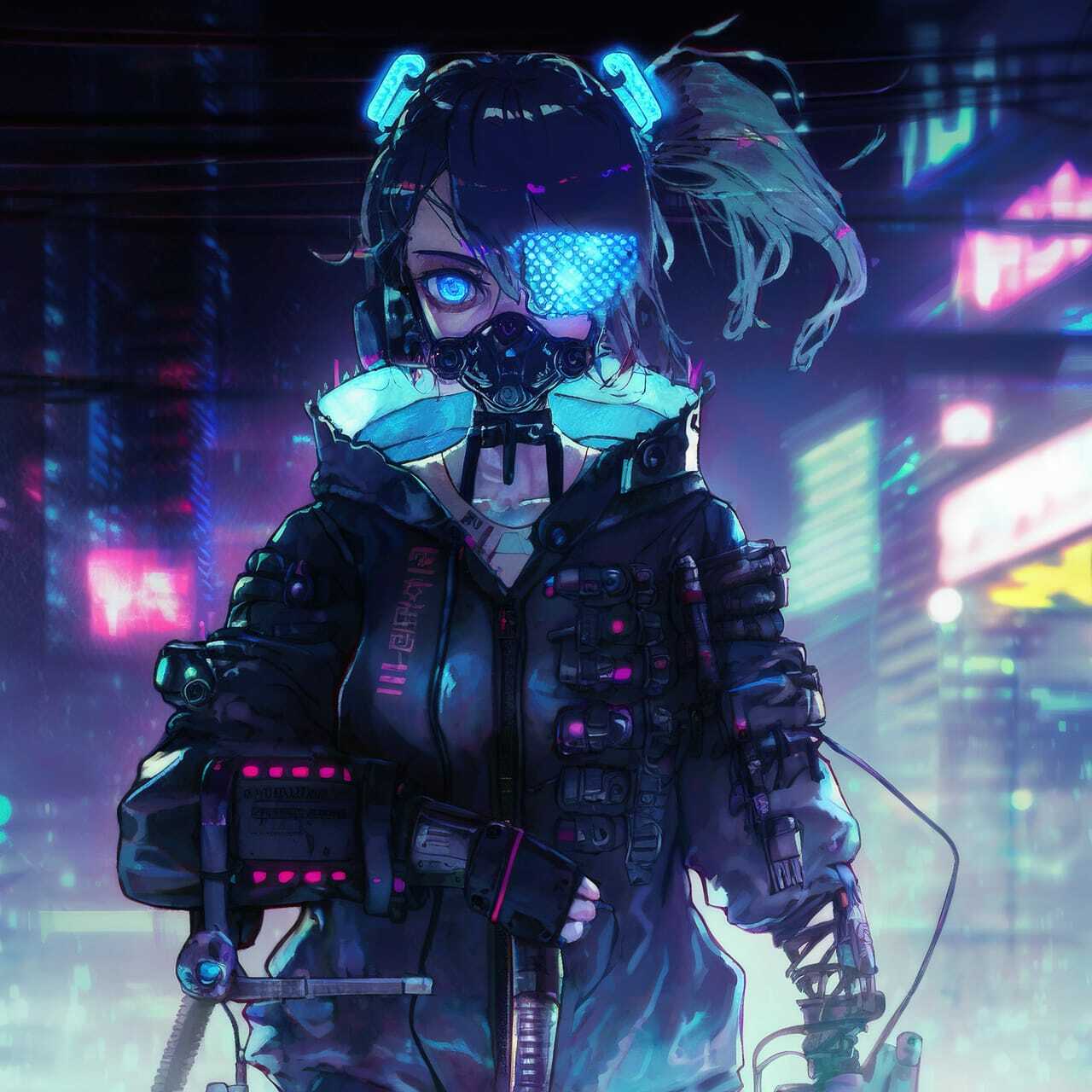 Cyberpunk character generated using Midjourney prompt techniques, showcasing futuristic design and vibrant colors.