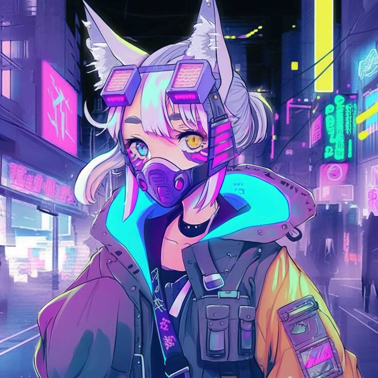 Cyberpunk character generated using Midjourney prompt techniques. Features anime style, vibrant colors, and futuristic elements.
