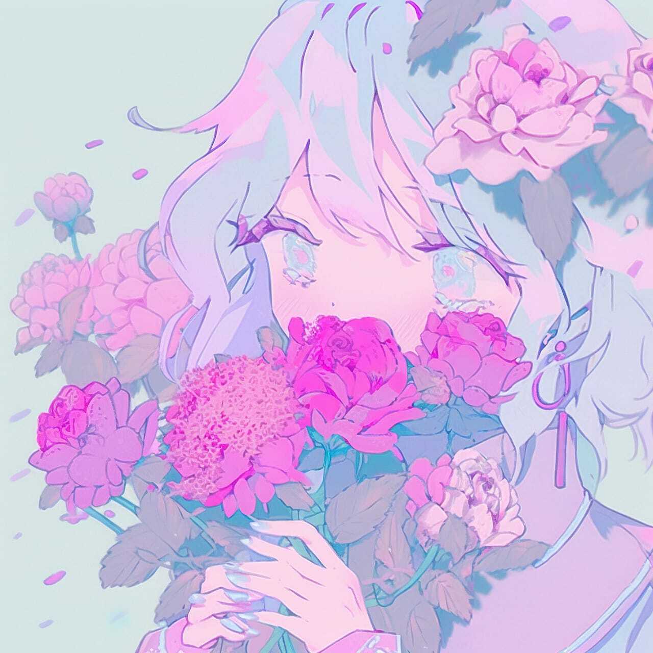 Midjourney prompt for anime-style artwork featuring decaying peonies and character expressions.