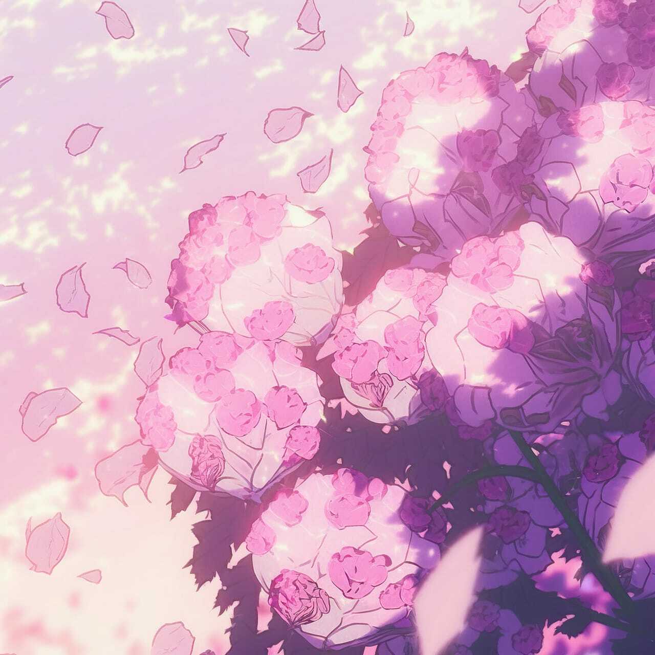 Decaying peonies illustrated in anime style, showcasing Midjourney prompt engineering for floral compositions.
