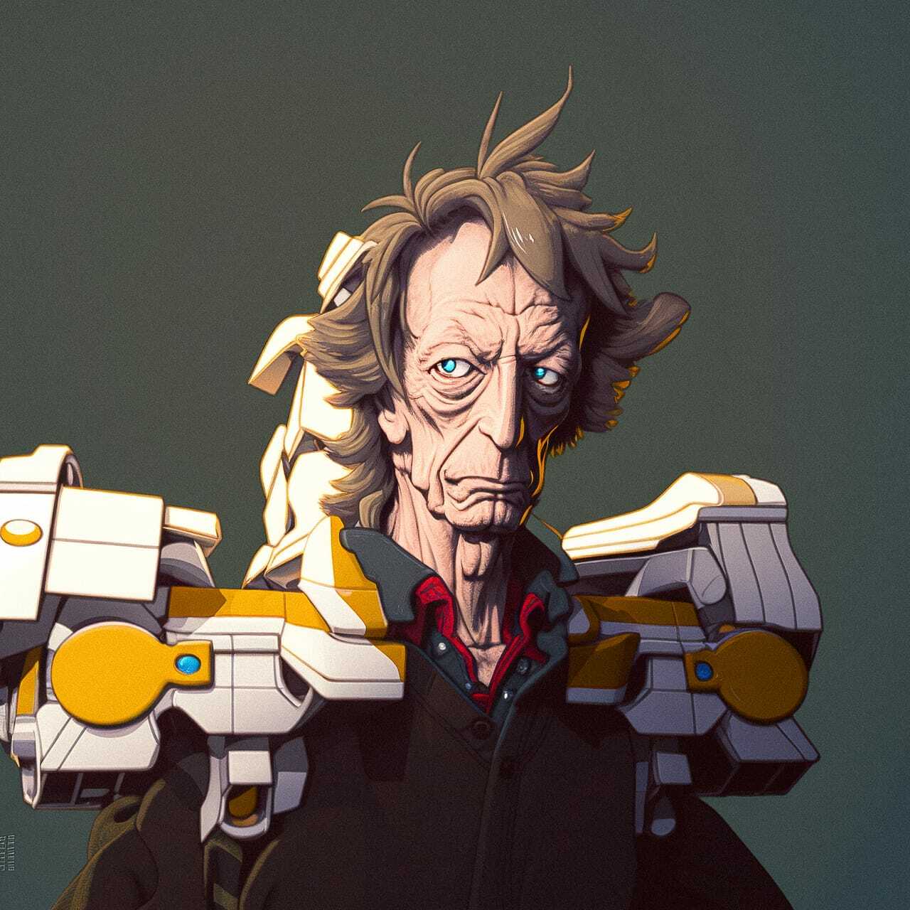 Mecha anime character design using Midjourney --niji prompt for dynamic compositions and character-focused styles.